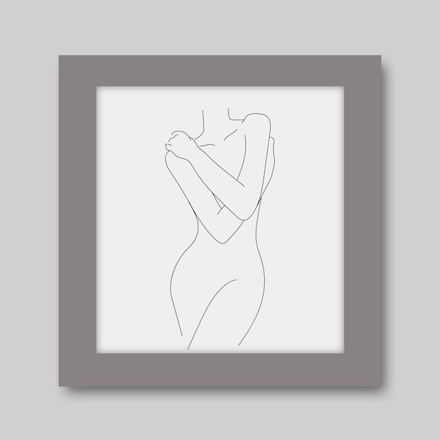 Dessin à la main d'art en ligne continue d'illustration de corps de femme sexy