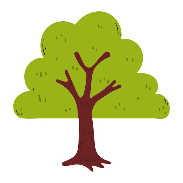 dessin à la main de dessin animé de plante d'arbre dessin pour l'icône d'autocollant