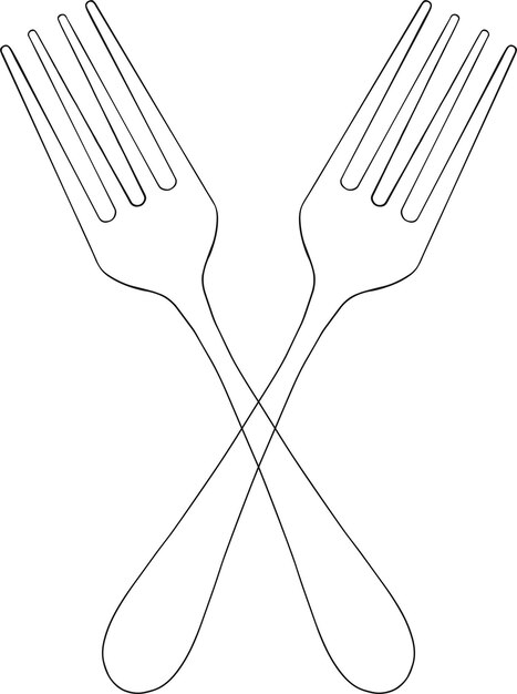 Vecteur dessin à la main de deux fourchettes croisées vecteur