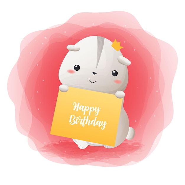 Vecteur dessin à la main de hamster mignon pour joyeux anniversaire