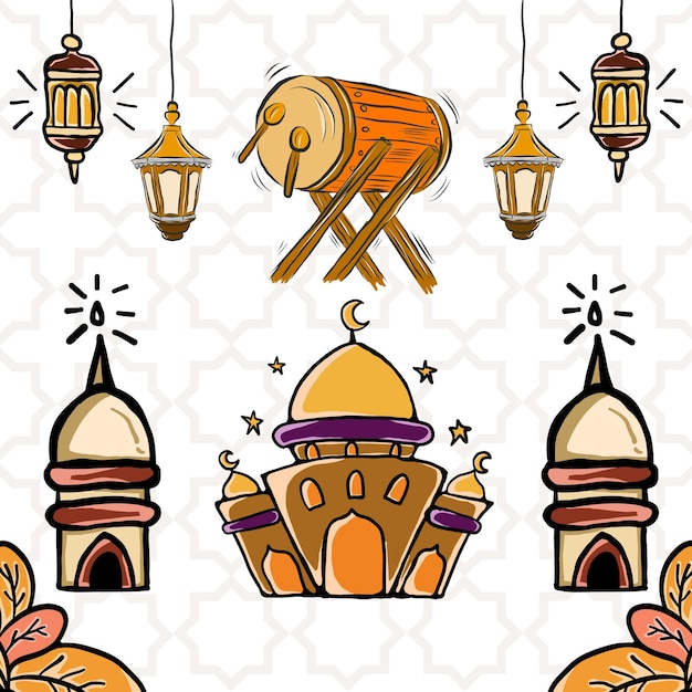 dessin à la main illustrateur ramadan kareem élément