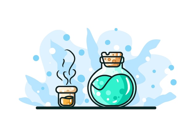 Vecteur dessin à la main d'illustration de potion d'énergie