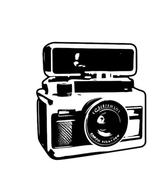 Dessin à la main illustration de silhouette d'appareil photo vintage