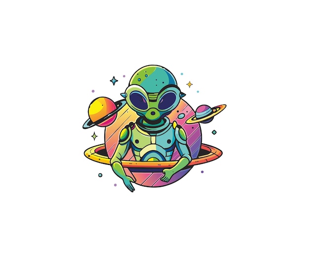 Dessin à La Main De L'ovni Extraterrestre Illustration De La Mascotte Du Logo