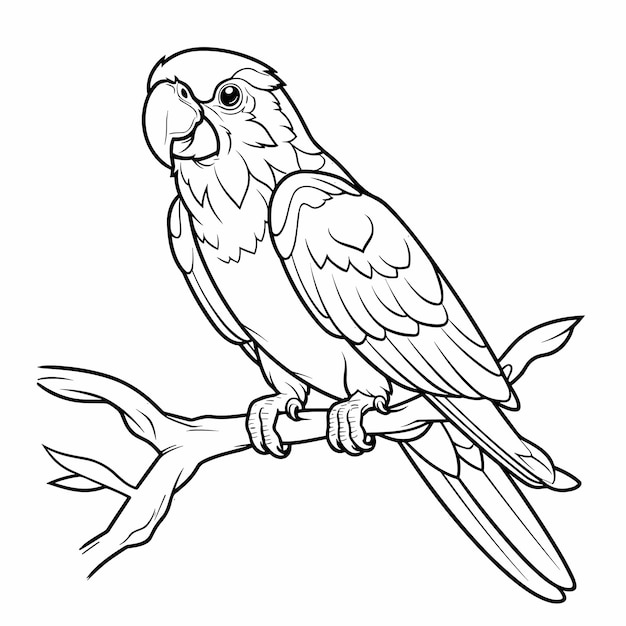 Vecteur dessin à la main parrot contour illustration livre à colorier noir et blanc ou page pour enfants