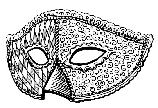 Vecteur dessin à la main d'un seul masque de carnaval décoratif pour une fête de mascarade