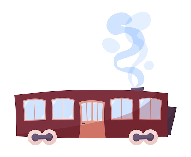 Vecteur dessin à la main d'un seul train isolé sur une illustration vectorielle blanche dans un style rétro voyageant sur un vieux train