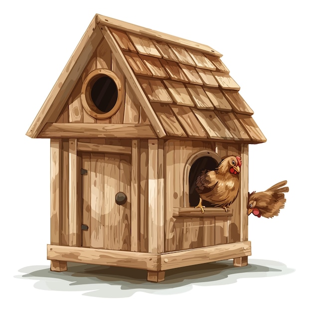 Vecteur un dessin d'une maison de poulet avec un poulet à l'intérieur