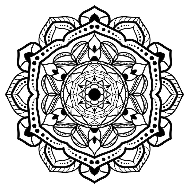 Dessin De Mandala Noir Et Blanc