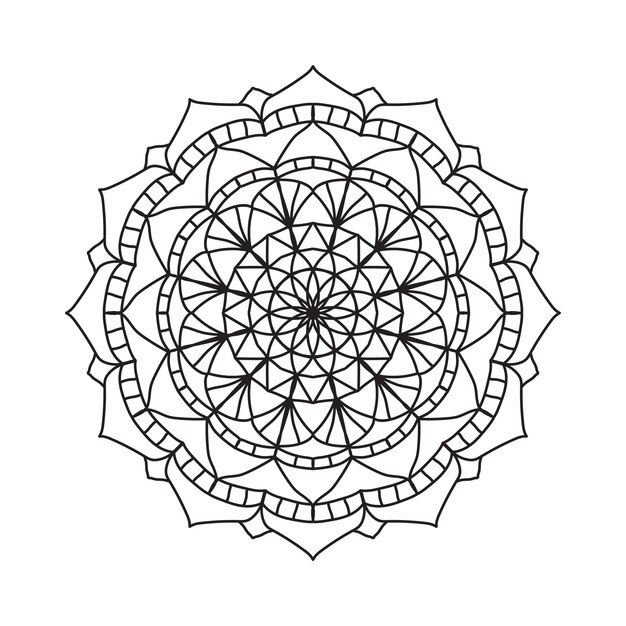 Vecteur dessin de mandala rond ornemental noir et blanc