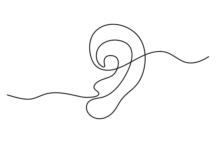 Vecteur un dessin minimaliste d'une ligne d'une oreille humaine une interprétation artistique contemporaine de l'anatomie humaine