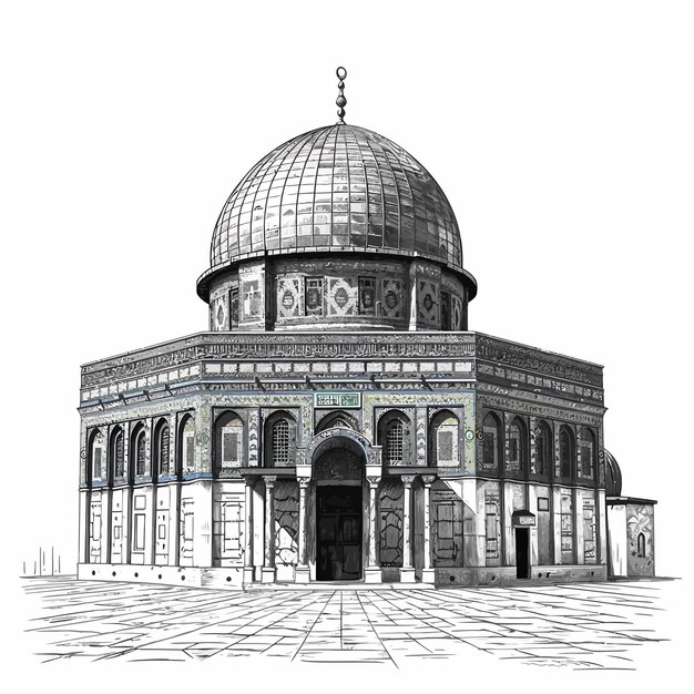 Vecteur dessin de la mosquée d'al-aqsa