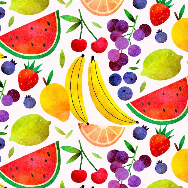 Dessin de motifs de fruits à l'aquarelle