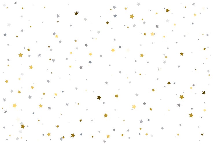 Vecteur dessin de noël avec des étoiles d'or et d'argent confettis de célébration d'étoiles d'argent et d'or