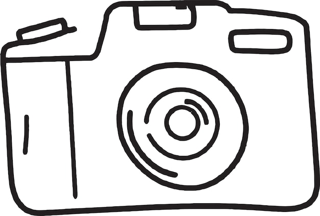 Vecteur un dessin en noir et blanc d'un appareil photo.