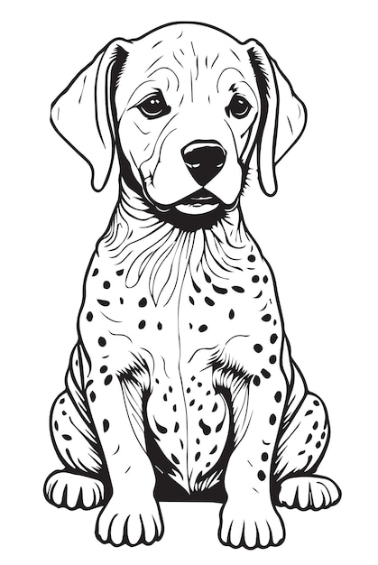 Vecteur un dessin noir et blanc d'un chien dalmatien