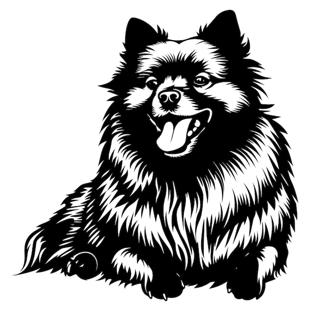 un dessin en noir et blanc d'un chien avec une étiquette au milieu