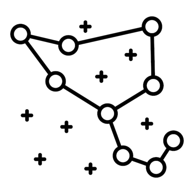 Vecteur un dessin en noir et blanc d'un diagramme avec des cercles et des points