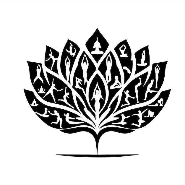 Vecteur un dessin en noir et blanc d'une fleur de lotus