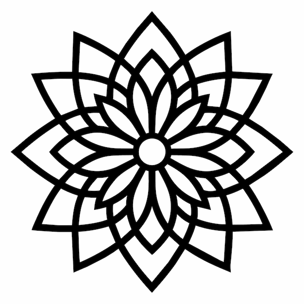 Vecteur un dessin en noir et blanc d'une fleur sur un mur blanc
