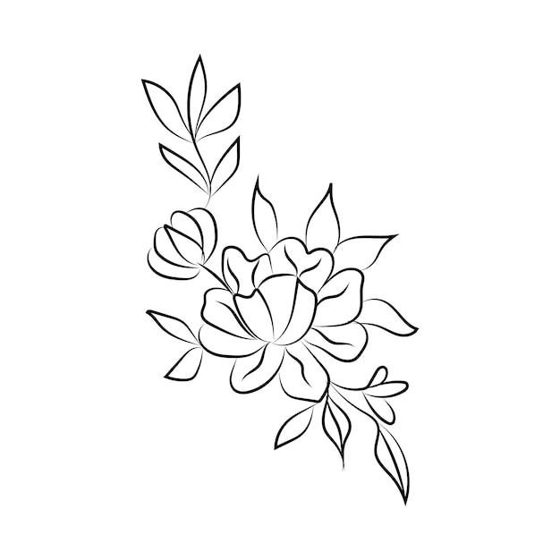 Un dessin noir et blanc de fleurs sur fond blanc.