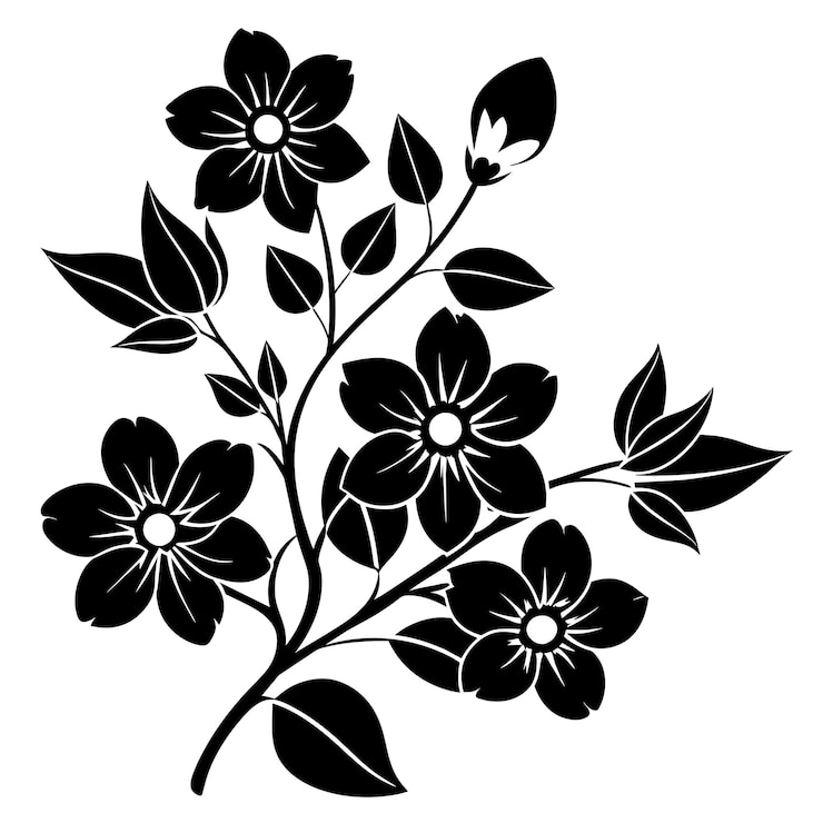 Vecteur un dessin en noir et blanc de fleurs avec les mots fleurs dessus