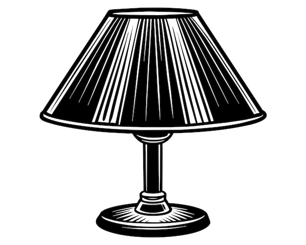 Vecteur un dessin en noir et blanc d'une lampe avec une ombre de lampe