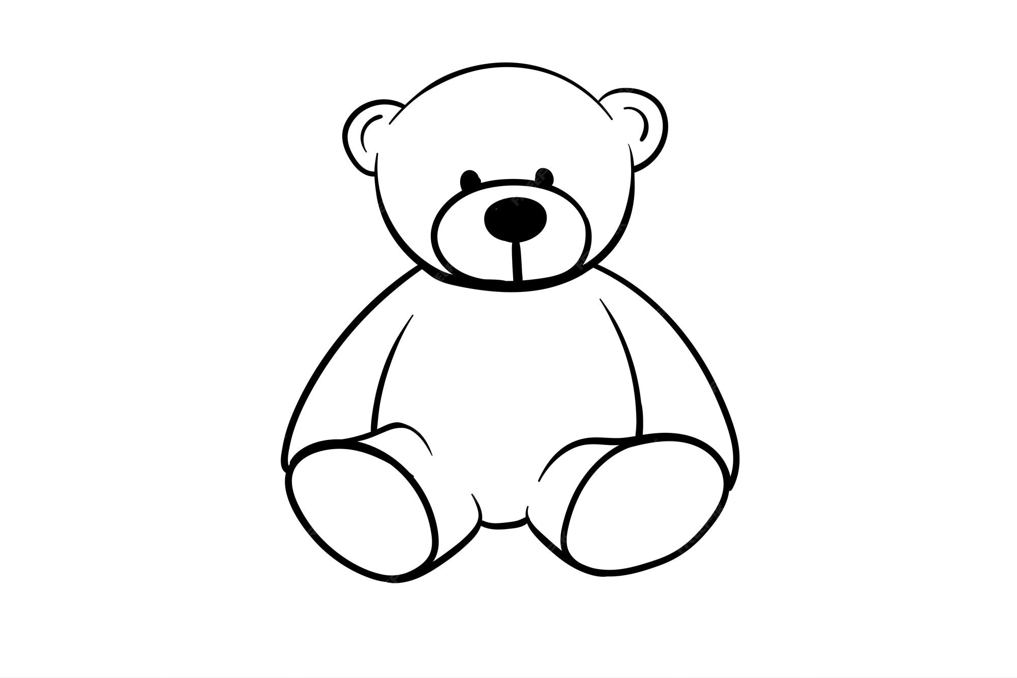 Un Dessin En Noir Et Blanc D'un Ours En Peluche | Vecteur Premium