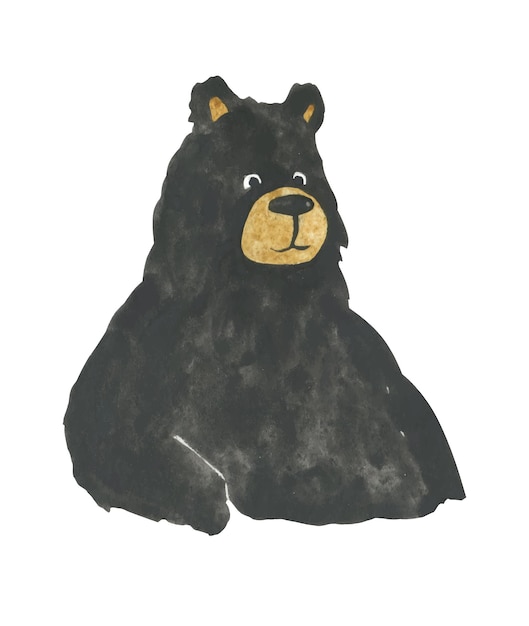 Dessin D'ours à L'aquarelle Simple Pour Le Logo De L'étiquette Du Miel