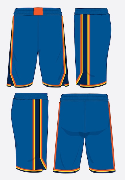 Vecteur un dessin d'une paire de shorts bleus avec des rayures orange