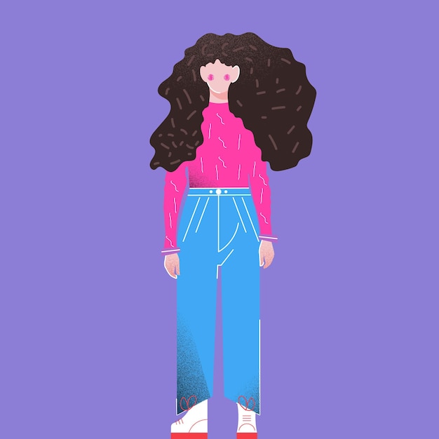 Dessin de personnage féminin avec des cheveux bouclés