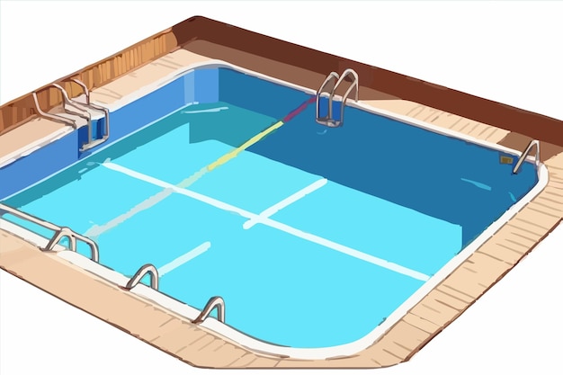 Vecteur un dessin d'une piscine avec une piscine d'eau bleue au milieu