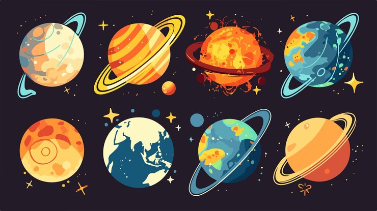 Vecteur un dessin de planètes et d'étoiles