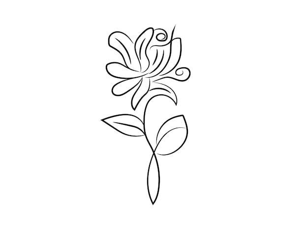 Vecteur dessin plat dessiné à la main, contour de fleur simple