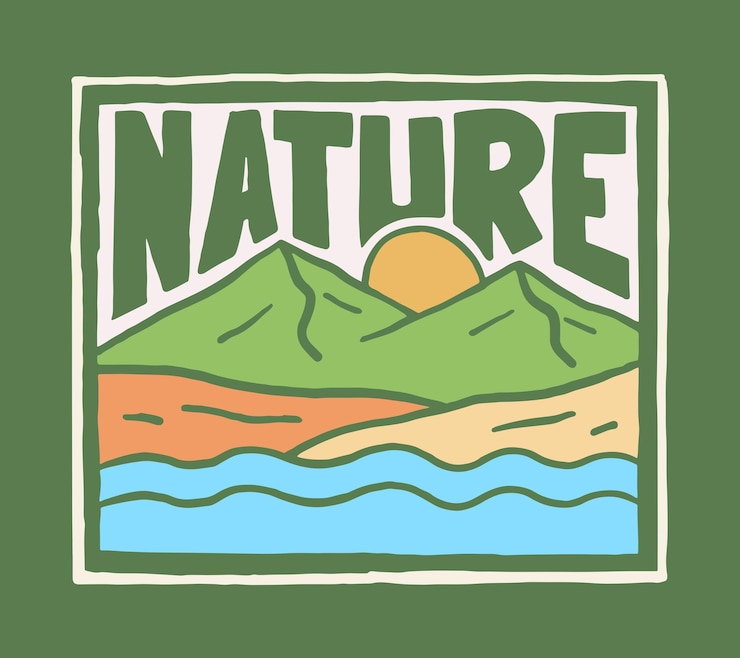 Vecteur dessin plat de l'illustration extérieure de la montagne naturelle