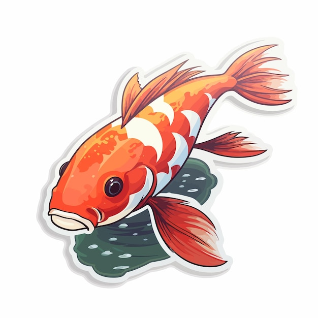 Vecteur un dessin d'un poisson qui a une queue rouge