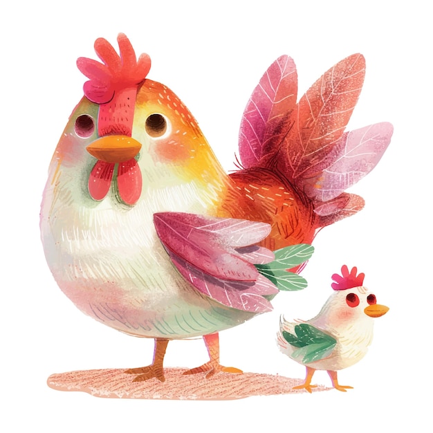 Vecteur un dessin d'un poulet et un poulet par un dessin animé