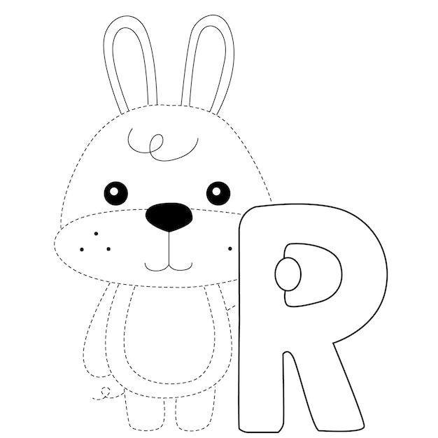 Vecteur dessin de pratique de l'art de la ligne de lapin pour les enfants