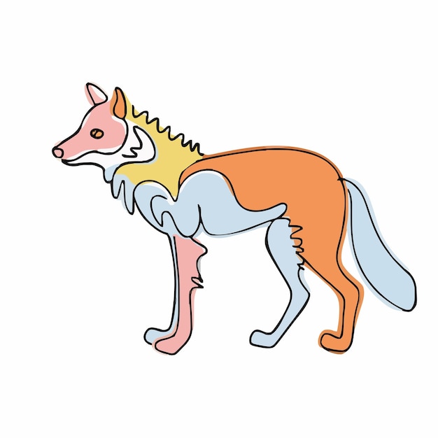 Vecteur un dessin d'un renard avec une queue jaune