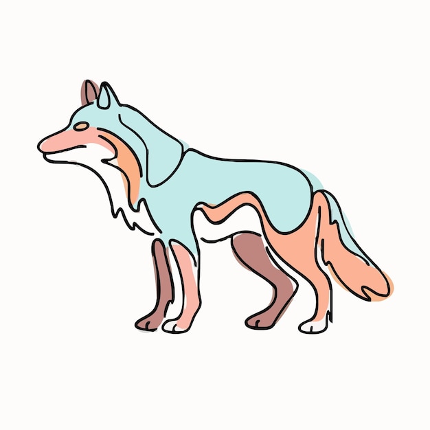 Vecteur un dessin d'un renard avec un ruban bleu dessus