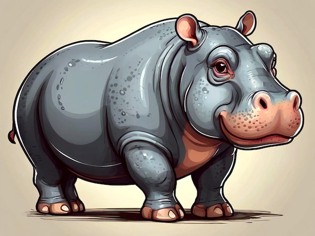 un dessin d'un rhinocéros avec un nez rose et un nez rose