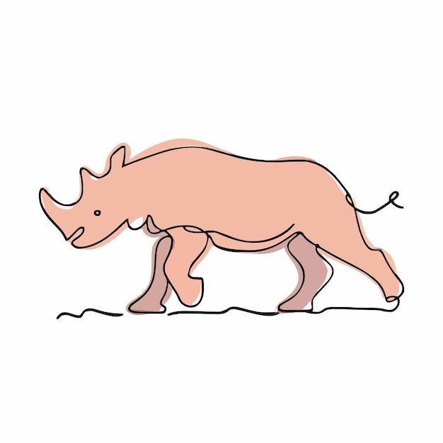 Un Dessin D'un Rhinocéros Avec Une Queue Rose Et Une Queue