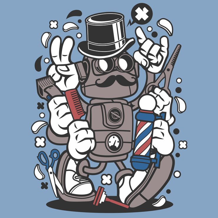 Vecteur dessin de robot de barbier