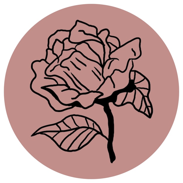 Vecteur un dessin d'une rose avec le mot rose dessus