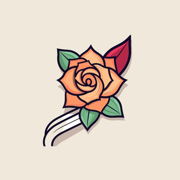 Un dessin d'une rose avec un ruban autour d'elle.