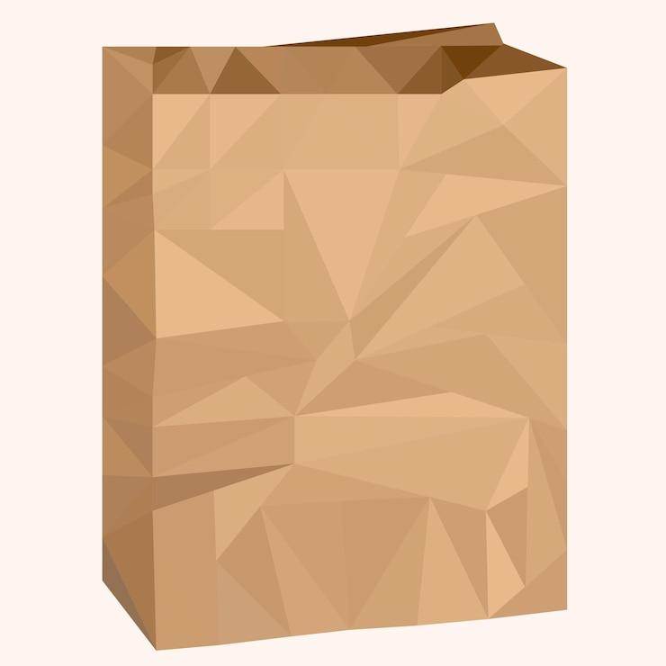 Vecteur le dessin d'un sac kraft pour produits sans poignées est composé de triangles de tailles différentes
