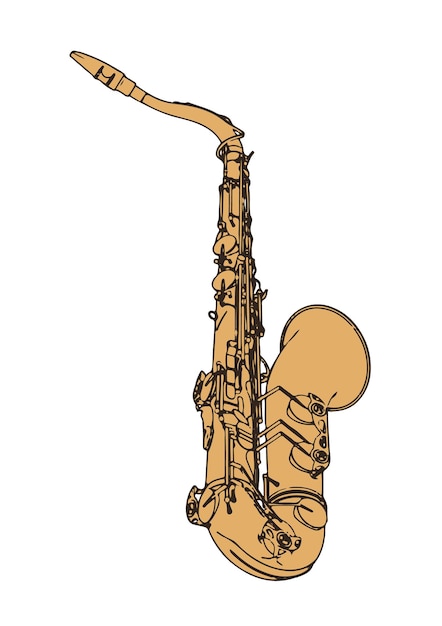 Dessin de saxophone sur vecteur de fond blanc