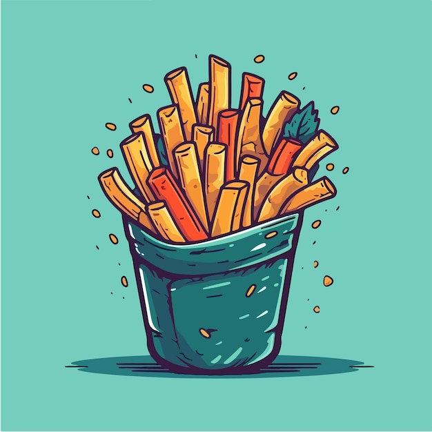 Un Dessin D'un Seau De Frites