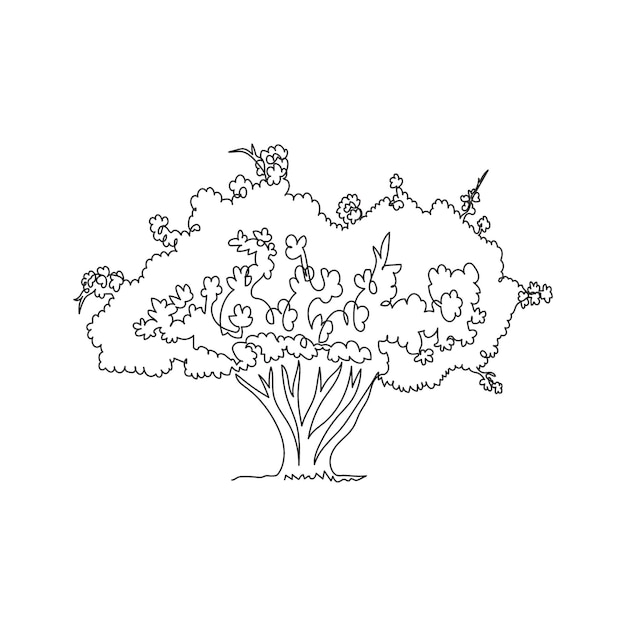 Vecteur dessin en une seule ligne de l'arbre japonais exotique sakura pour la décoration de la maison vector de conception de la fleur de cerisier