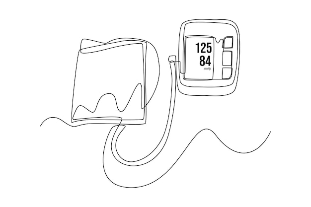 Dessin D'une Seule Ligne Tensimètre Concept D'équipement Médical Ligne Continue Dessin Illustration Vectorielle Graphique De Conception